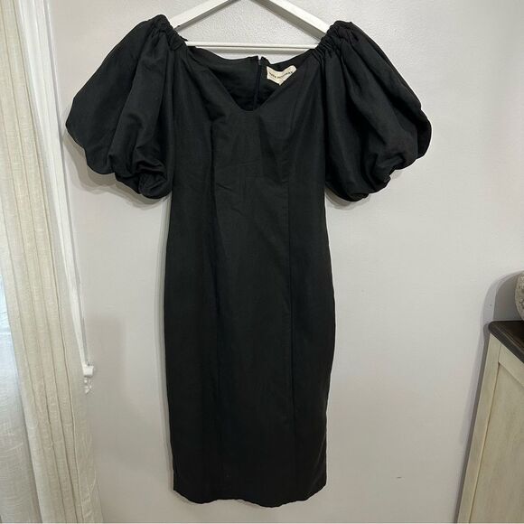 Mara Hoffman Midi Linen-Blend Namari Puff-Sleeve Dress - Picture 6 of 11